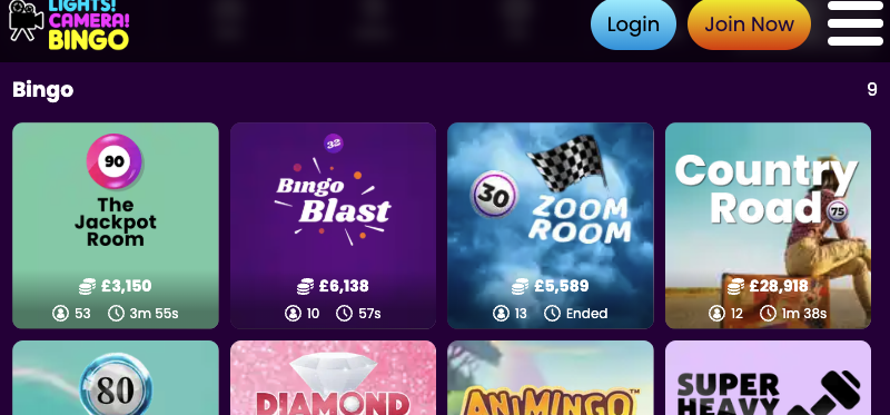 Lights Camera Bingo Rooms