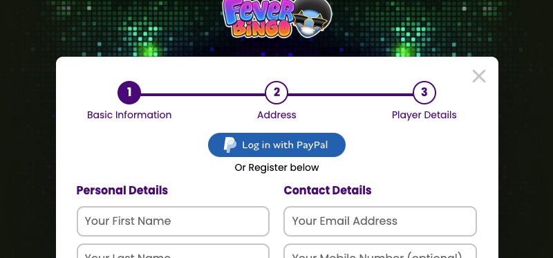 Fever Bingo Sign Up