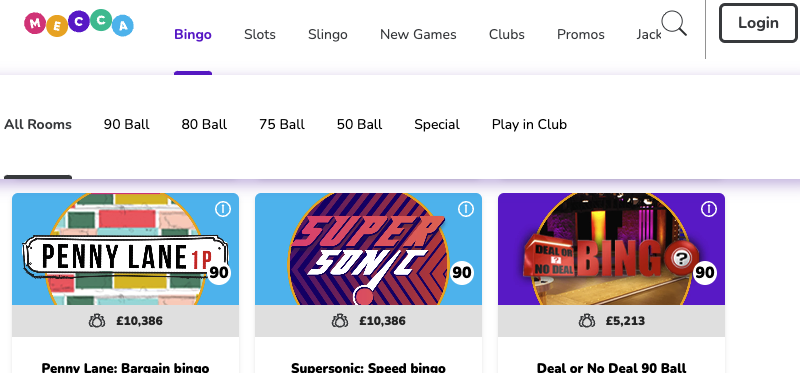 Mecca Bingo Games
